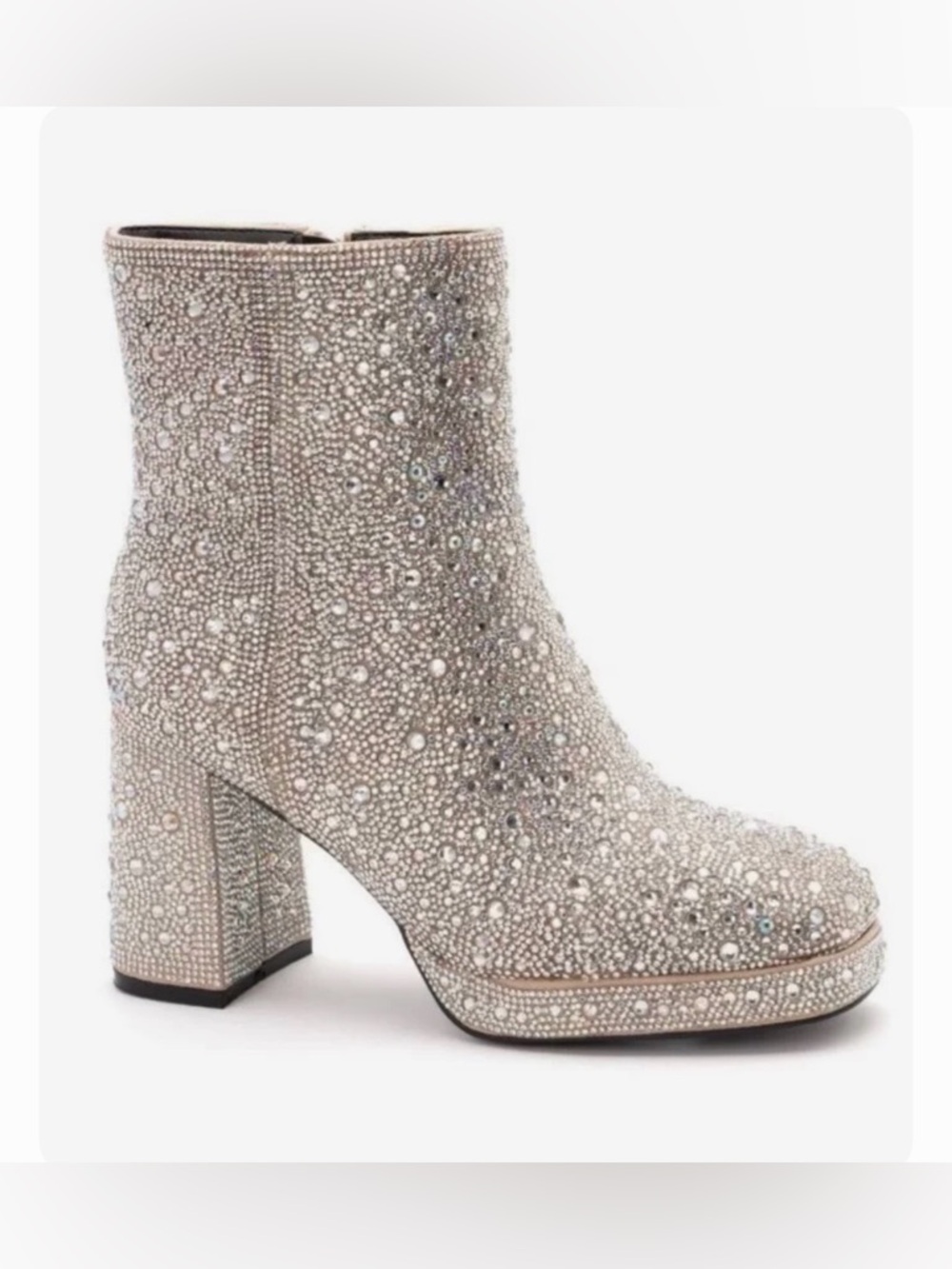 Hey Girl by Corkys Bussin Rhinestone Platform Ankle Boot (Silver) Size 9